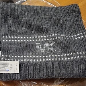 Michael Kors Charcoal Knit Scarf with Pearl Details